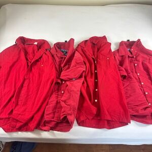Lot of 4 VTG McDonalds Size Medium Uniform‎ Work Shirt Short Sleeve Red Barco